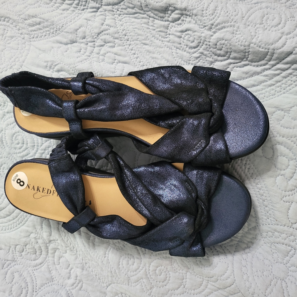 Naked Feet Black Sandals with Crisscross Straps